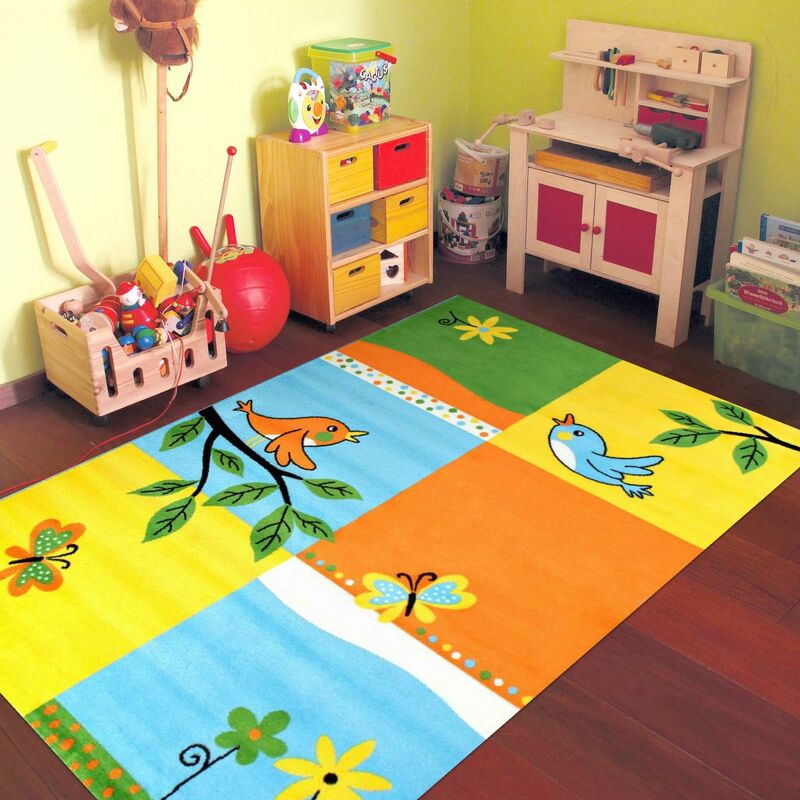 

Kbb Yona alfombra para niños Polipropileno rosa pájaros - Jaune