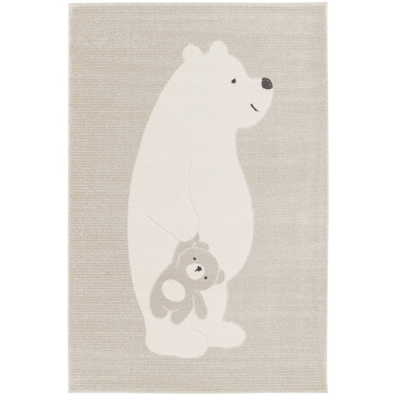 Sweeek - Tapis enfant beige / crème. tapis intérieur oursons. poils ras 120 x 170 cm