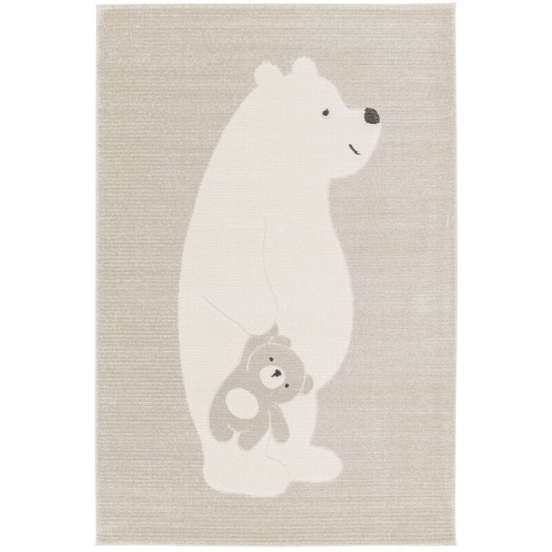 Tapis enfant beige / crème. tapis intérieur oursons. poils ras 80 x 150 cm