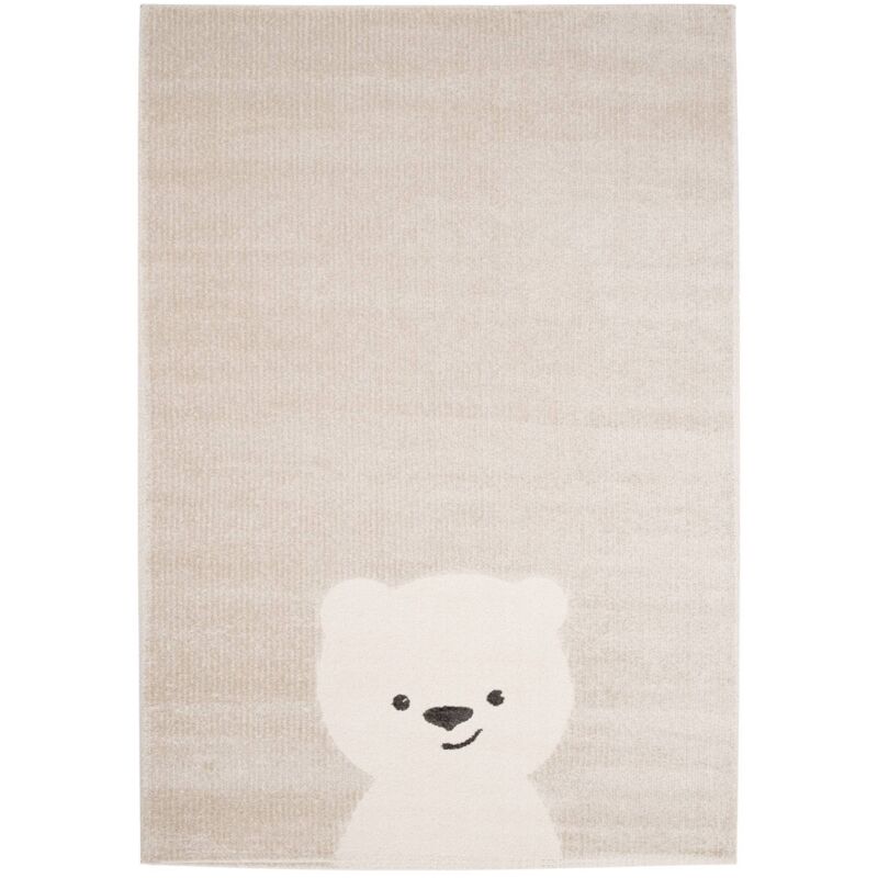 Tapis enfant Beige / Crème. tapis intérieur petit ourson. poils ras. tapis frisé très doux 120 x 170 cm