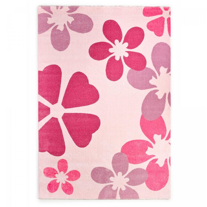 Tapis enfant tissé 120x170 rose rectangle BLUME