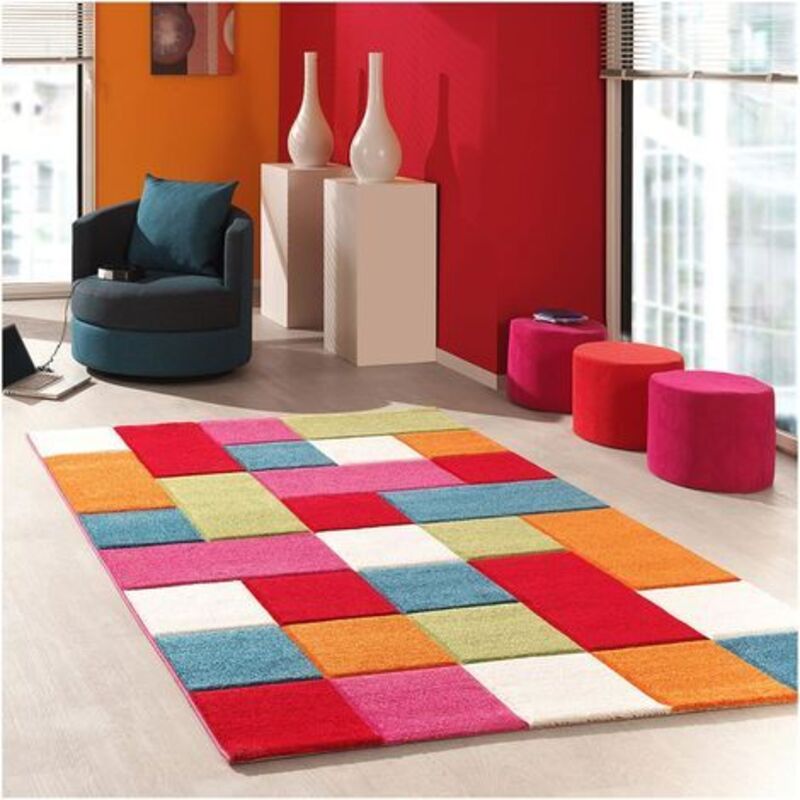 Tapis salon et chambre 80x150 multicolore rectangle tissé motif enfant diakids