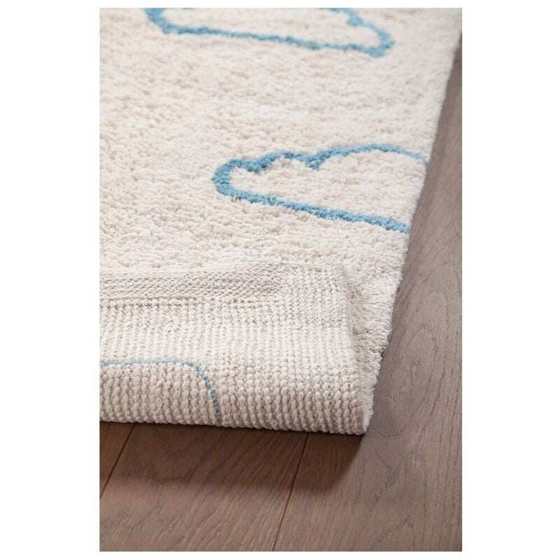 Deladeco - Tapis enfant coton crème tufté Nuage Crème 100x150