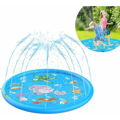 Tapis Enfant de Jet d'eau, 170cm Diamètre Tapis de Pulvérisation d'eau Eau Piscine, éclaboussure d'eau Parfaits pour les Enfants / Animaux de Compagnie et Les Activités Familiales en Plein Air