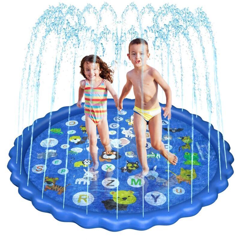 Tapis Enfant De Jet d'eau, 170cm PVC Durable Antidérapant Tapis De Pulvérisation D'éclaboussure d'eau Eau Piscine, Jeu d'eau Extérieurs Jouets pour