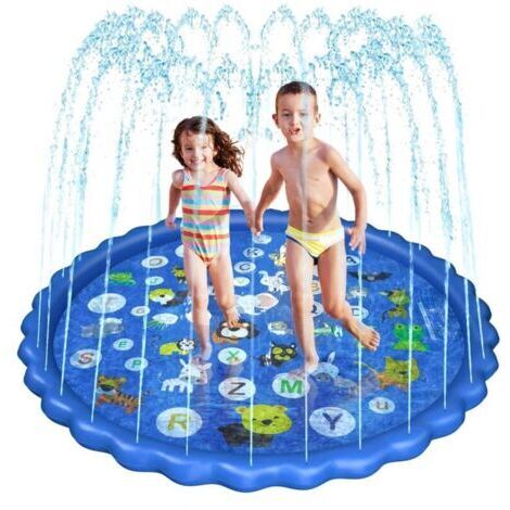 Tapis Enfant De Jet d'eau, 170cm PVC Durable Antidérapant Tapis De Pulvérisation D'éclaboussure d'eau Eau Piscine, Jeu d'eau Extérieurs Jouets pour Filles et Garçons