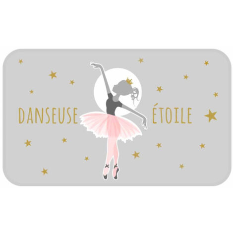 Tapis Enfant Déco "Danseuse Étoile" 45x75cm Gris