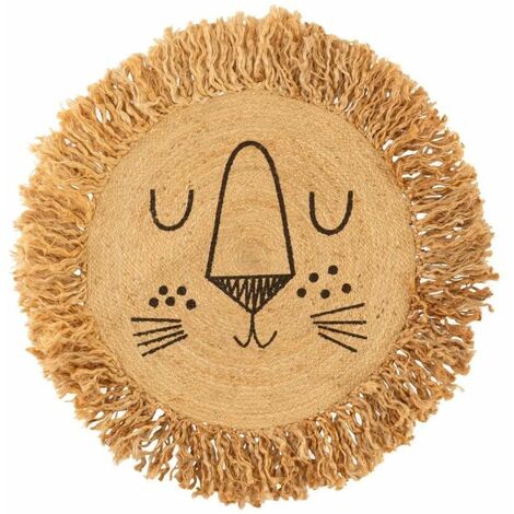 Tapis Enfant Déco en Jute Lion 90cm Marron