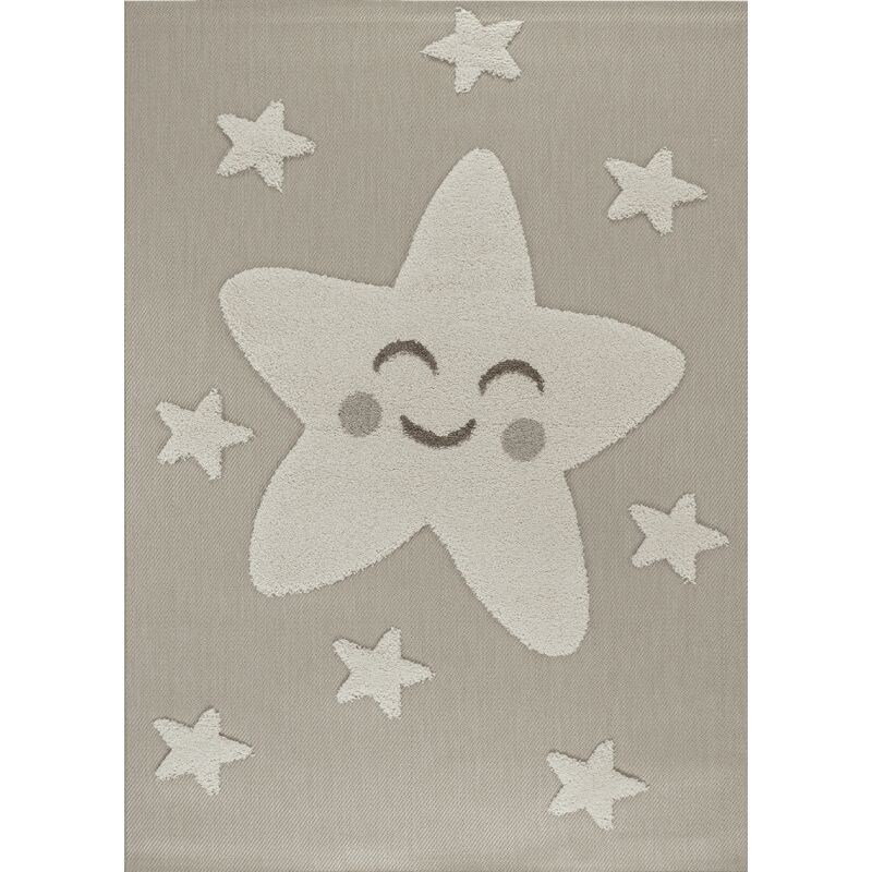 Toutapis - Tapis enfant étoile beige luna Kids 09 poils tissés facile d'entretien 120x170