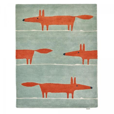 Tapis enfant fait à la main en laine 120x180 vert pastel et rouge