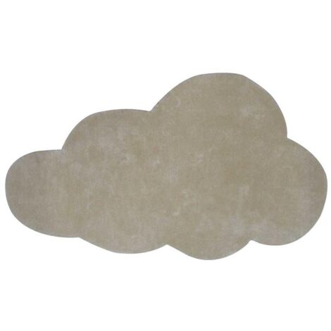 Tapis enfant fait main en coton 50x80 beige forme originale NUAGE 1