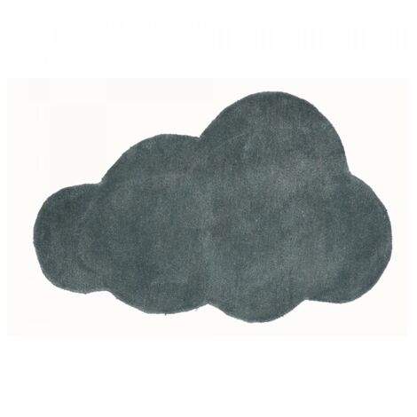 Tapis enfant fait main en coton 90x160 gris forme originale NUAGE 1