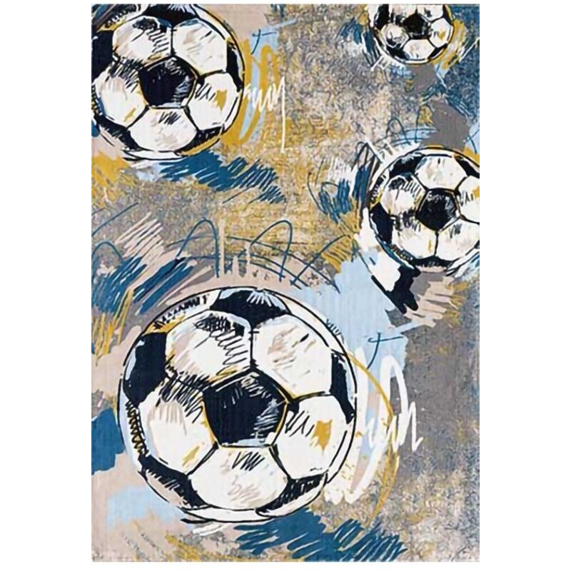 Vendorflair - Tapis Enfant Football 120 x 160 cm - Gris – Qualité supérieure pour Maison, Appartement, Bureau – Style élégant et durable – Confort