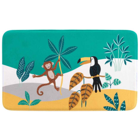 Tapis Enfant Imprimé "Jungle Story" 45x75cm Vert