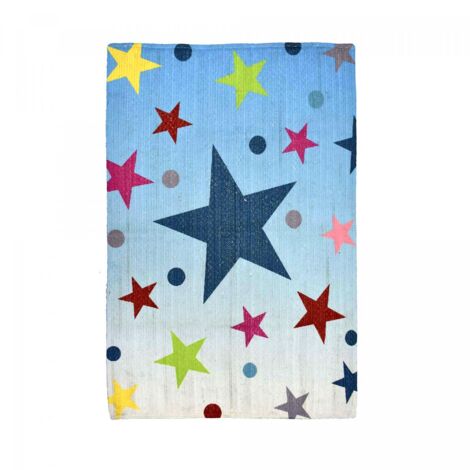 Tapis enfant, kilim reversible fait à la main ETOILE 80x150 multicolore