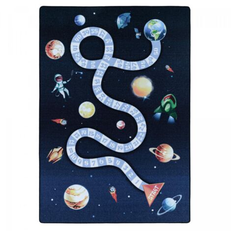 Tapis enfant Lavable 30° 100x150 bleu KIDATU
