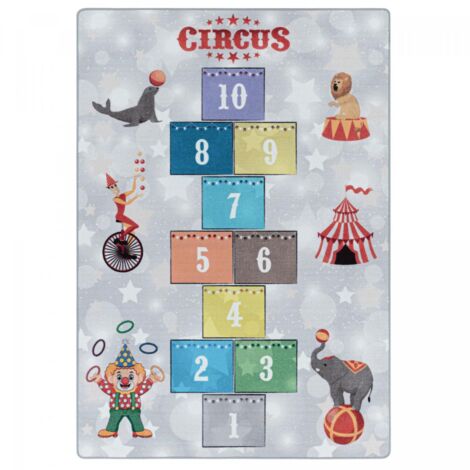 Tapis enfant Lavable 30° 100x150 gris CIRCU G