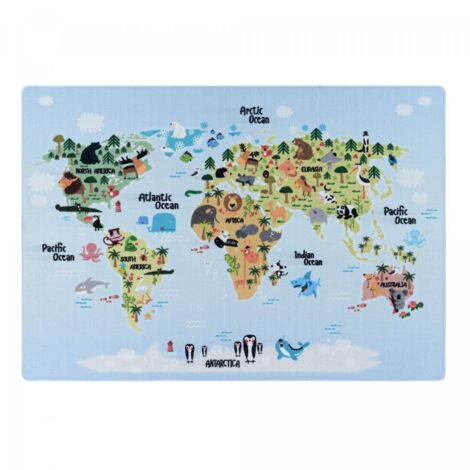 Tapis enfant Lavable 30° 140x200 bleu PLAYMAP