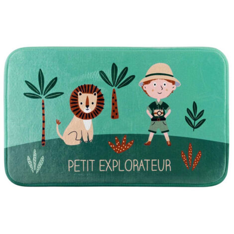 Tapis Enfant "Léo l'Explorateur" 45x75cm Vert