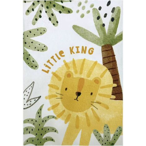 Tapis enfant lion jaune doux lavable antiallergie - 230 x 160 cm