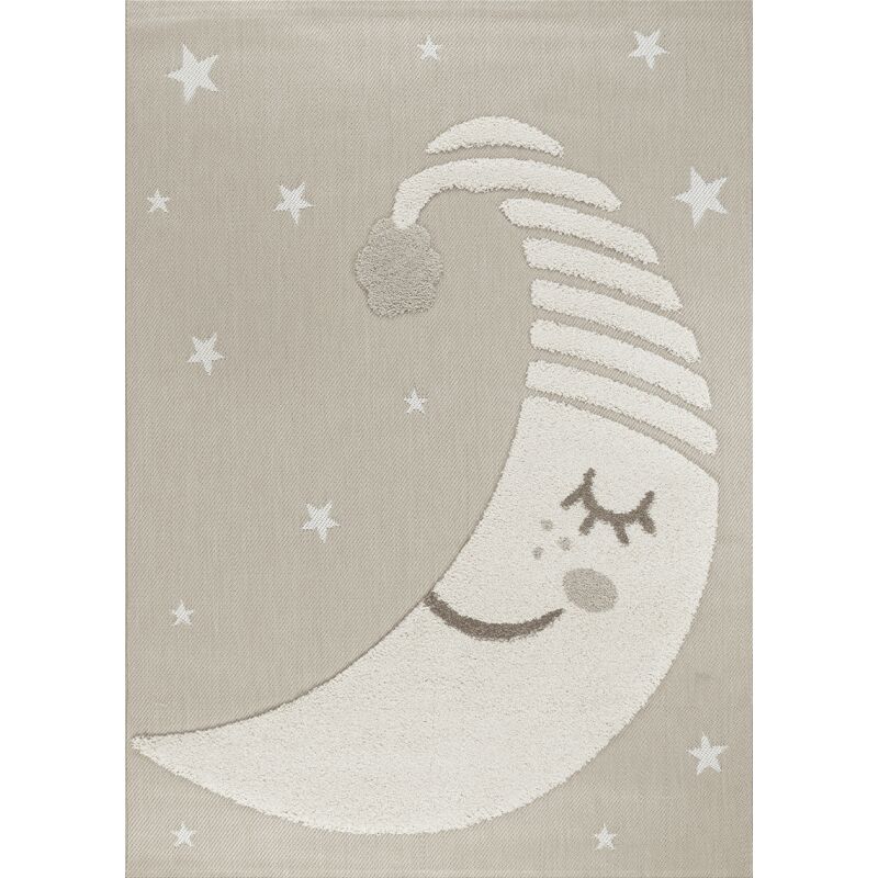 Tapis enfant lune beige luna 10 poils tissés facile d'entretien Toutapis 120x170