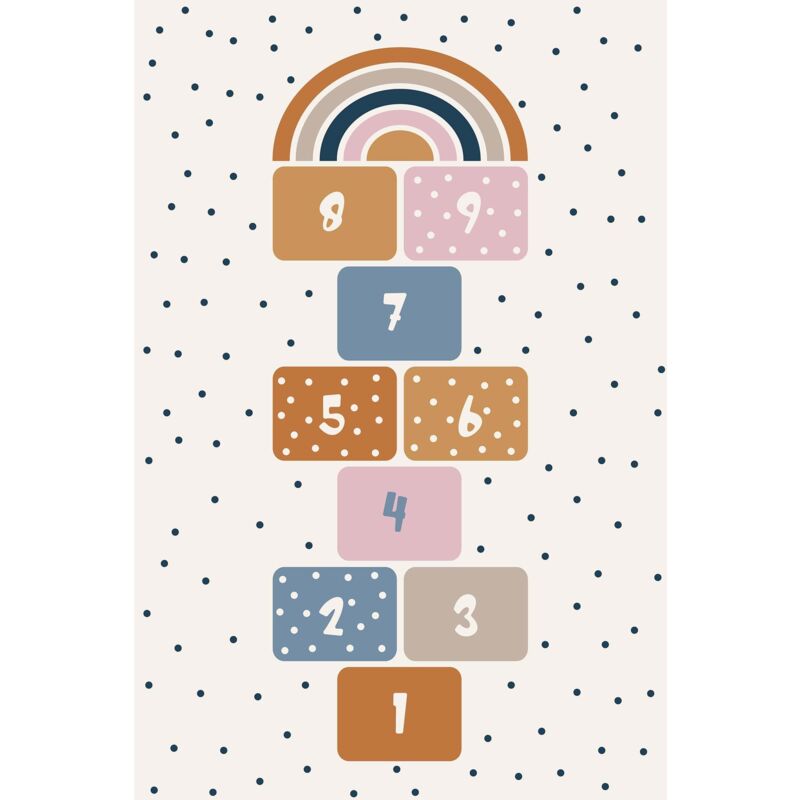 Vendorflair - Tapis Enfant Marelle 120 x 160 cm - Blanc – Qualité supérieure pour Maison, Appartement, Bureau – Style élégant et durable – Confort