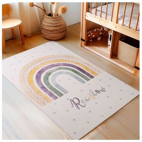 Tapis enfant multicolore rectangle Zenia Crème 140x200
