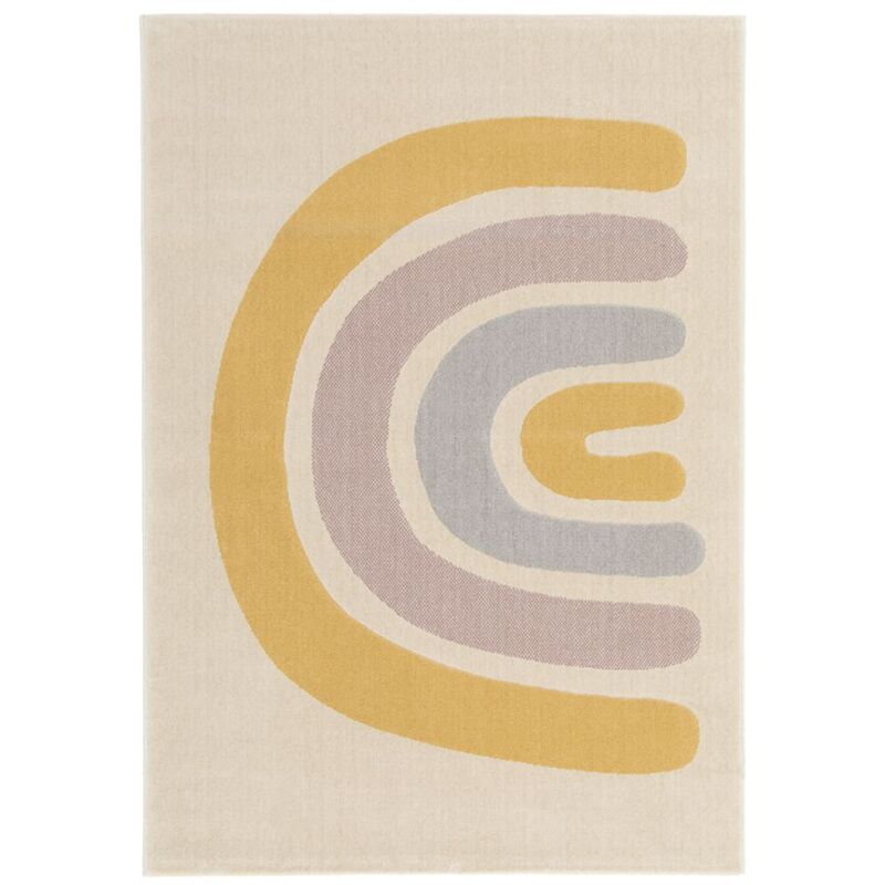 Tapis enfant poils courts alaina motif arc-en-ciel 160x230 Beige - Bobochic