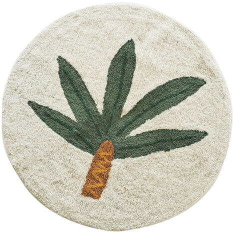 Tapis enfant rond palmier en coton 80x80cm