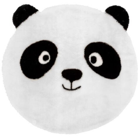Tapis Enfant Rond "Panda" 100cm Blanc & Noir