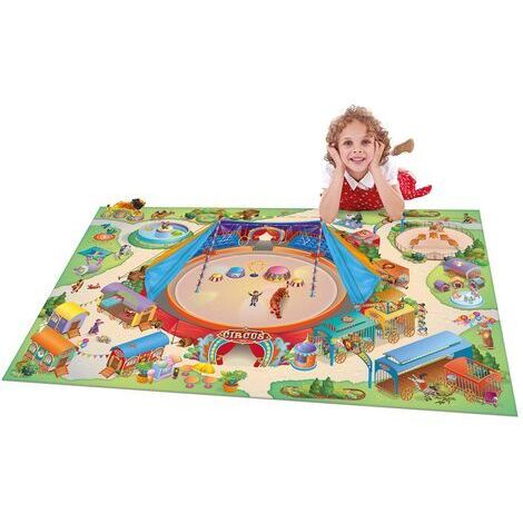 Tapis enfant tissé 100x150 multicolore rectangle CIRQUE