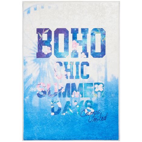 Tapis enfant tissé 60x90 bleu rectangle BOHO