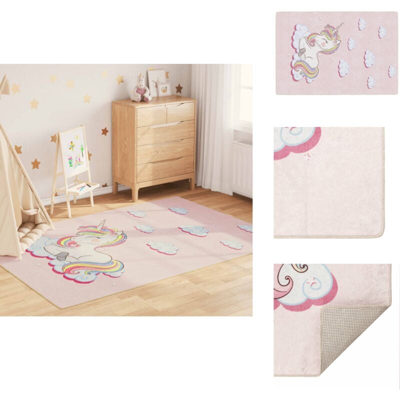 Vidaxl - Tapis enfants rose 160x230 cm licorne antidérapant lavable - Tapis Enfant - Tapis Rose - Tapis Décoratif - Tapis Salle De Jeux - Tapis