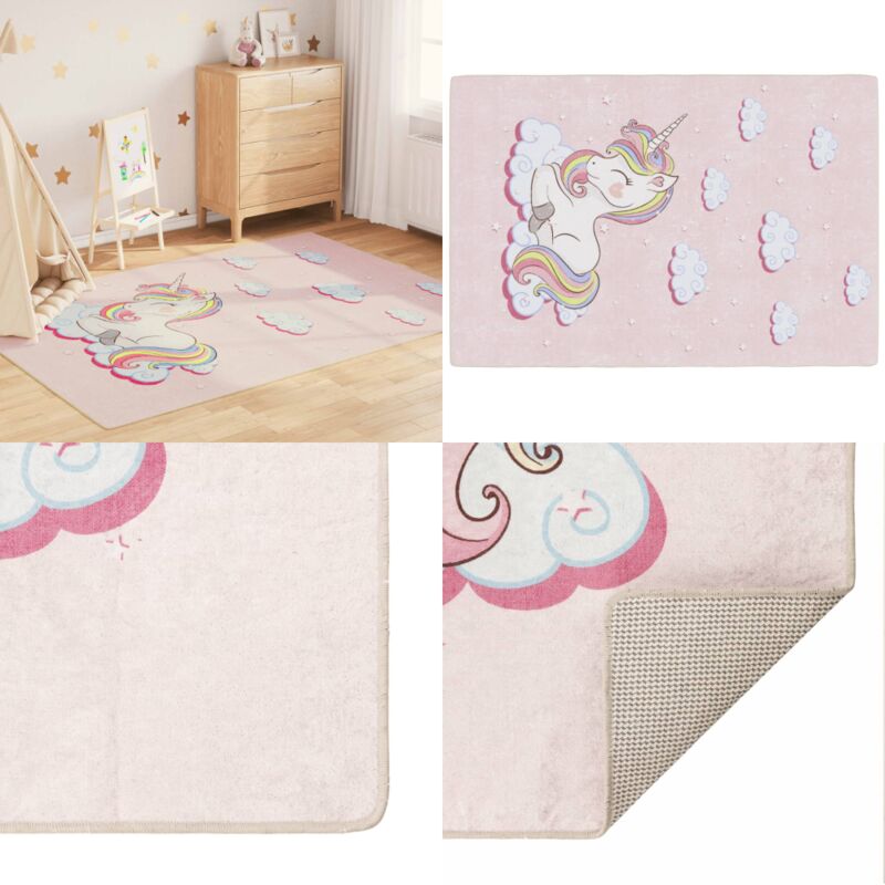 Vidaxl - Tapis enfants rose 160x230 cm licorne antidérapant lavable - Tapis Enfant - Tapis Rose - Tapis Décoratif - Tapis Salle De Jeux - Tapis