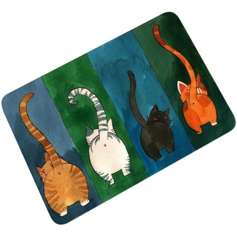 Tapis entrée intérieur - 1 pièce, Paillasson antidérapant patron chat PVC 40x60cm - Rectangulaire