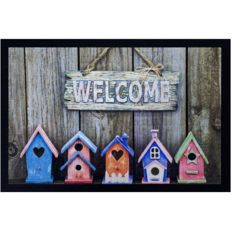 Tapis Entry Birdhouses Welcome Grey 40x60cm - VICA