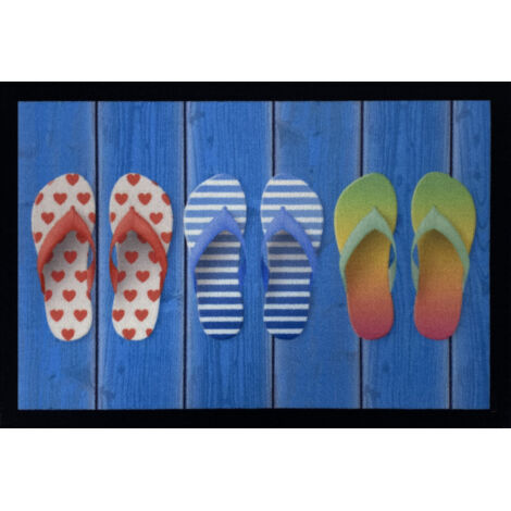 Tapis Entry Three Flip Flops Turquoise 40x60cm - Vica