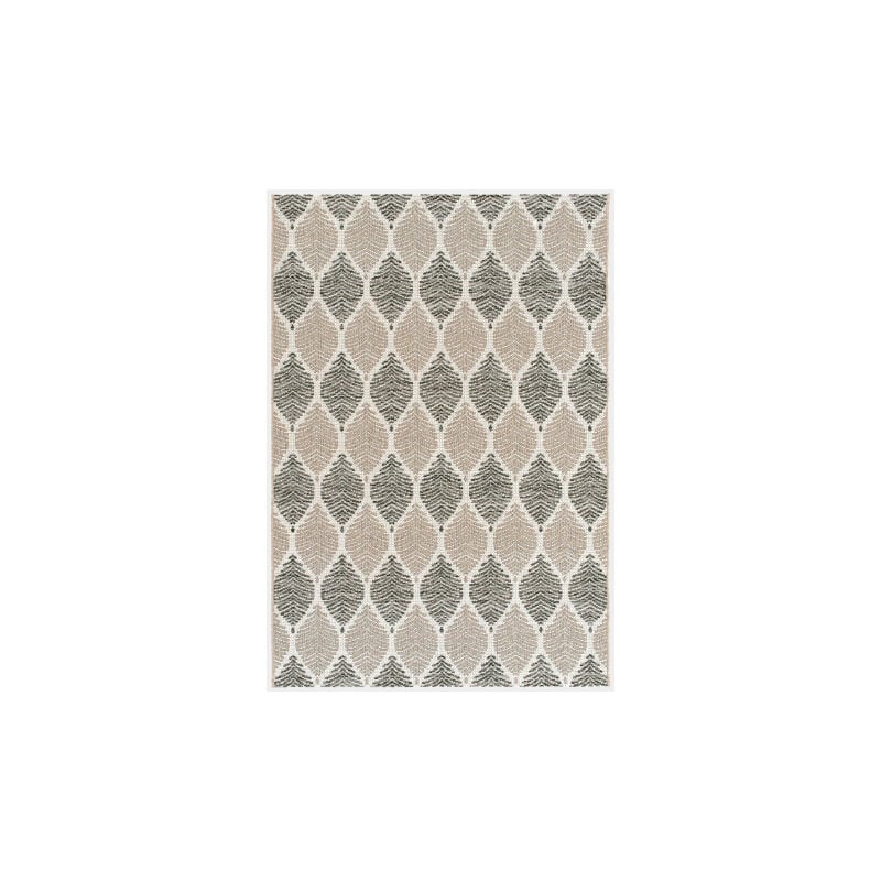 Décoweb - Tapis Essenza - Nature urbaine - Feuilles gris et beige - 160 x 230 cm