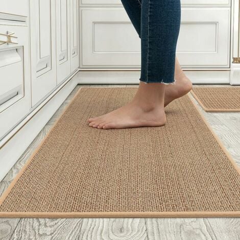 Tapis et tapis de cuisine, tapis de cuisine en caoutchouc naturel antidérapants lavables, tapis de sol pour le sol de la cuisine, la façade de l'évier, le couloir, la buanderie. 44x75cm.