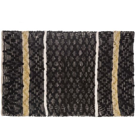 Tapis ethnique à jacquard Noir 60x90 cm