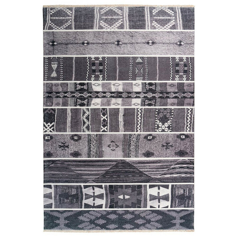 Tapis ethnique extérieur et intérieur berbère Baïkal Gris 75x150 - Gris