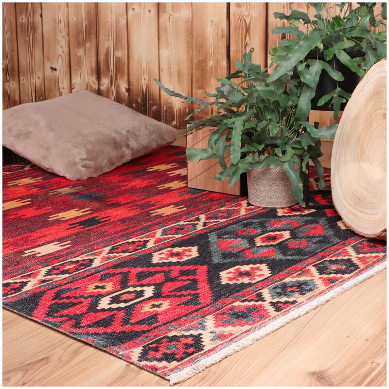 Deladeco - Tapis ethnique extérieur et intérieur berbère Malawi Multicolore 75x150