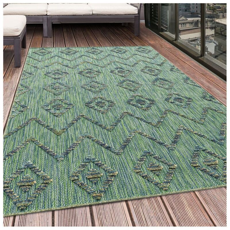 Tapis ethnique intérieur et extérieur Mars Vert 200x290