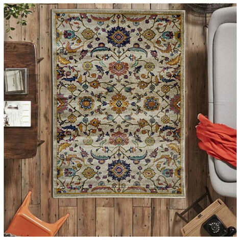 Tapis ethnique pour salon à courtes mèches moderne Rovigo Gris 80x150 - Gris