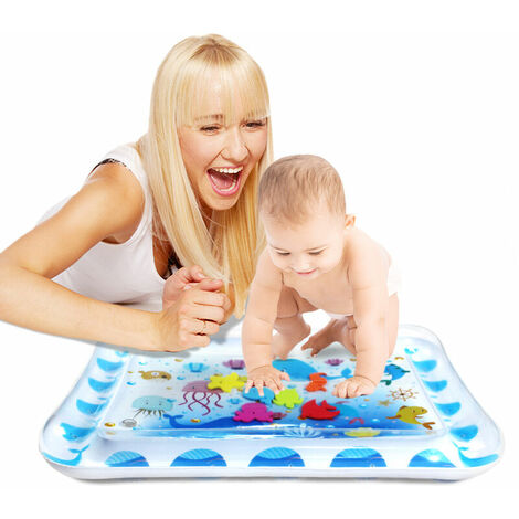 Tapis Éveil Gonflable Bébé, Tapis Eau Gonflé Enfant, Coussin Gonflable Jeu PVC Garçon Fille Plus 3 6 9 12 Mois, Cadeau Anniversaire Pâques Noël Jeux 70x50 CM，T-Audace