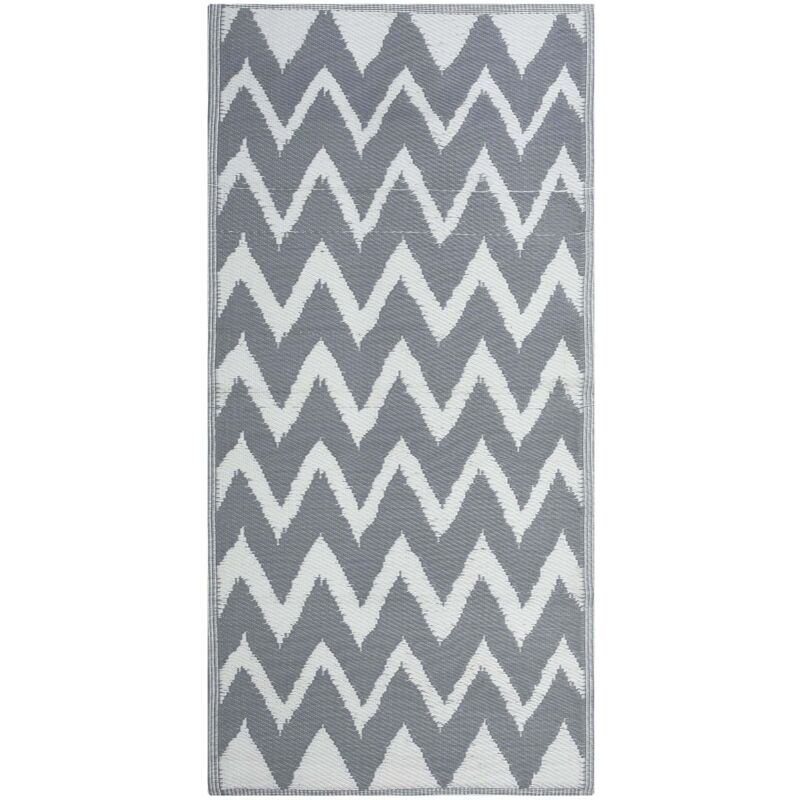 Beliani - Tapis d'Extérieur Gris et Blanc en Polypropylène Motif Chevron pour Terrasse au Style Moderne 90 x 180 cm
