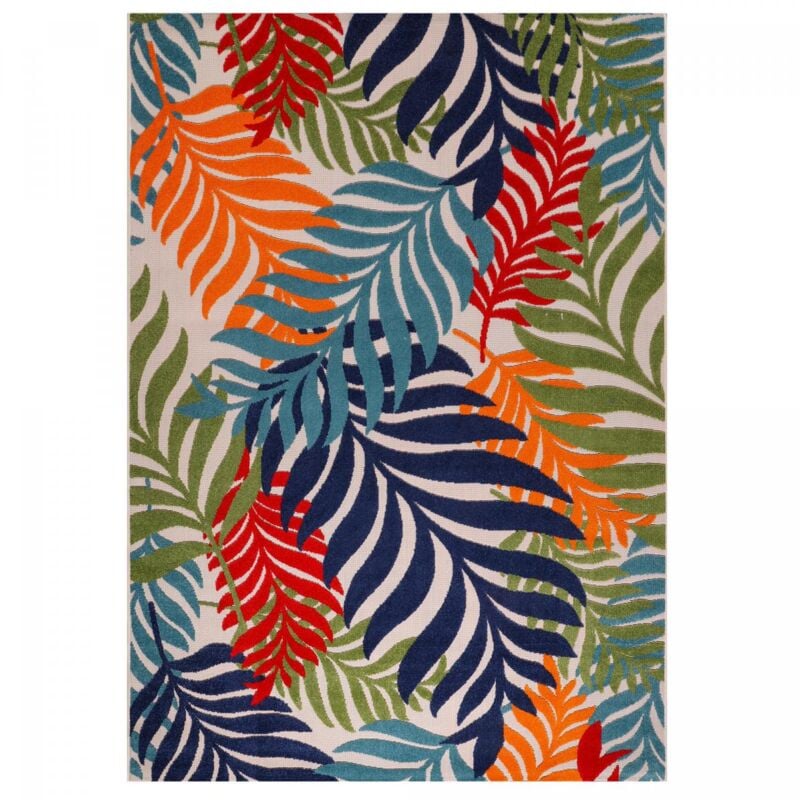 Jadorel - Tapis extérieur kilim 80x150 bleu et rouge rectangle chimek