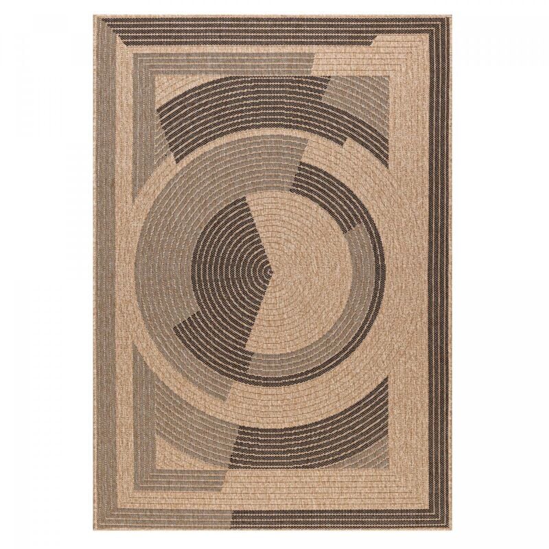 Jadorel - Tapis extérieur kilim 160x230 beige et noir rectangle jute art 7