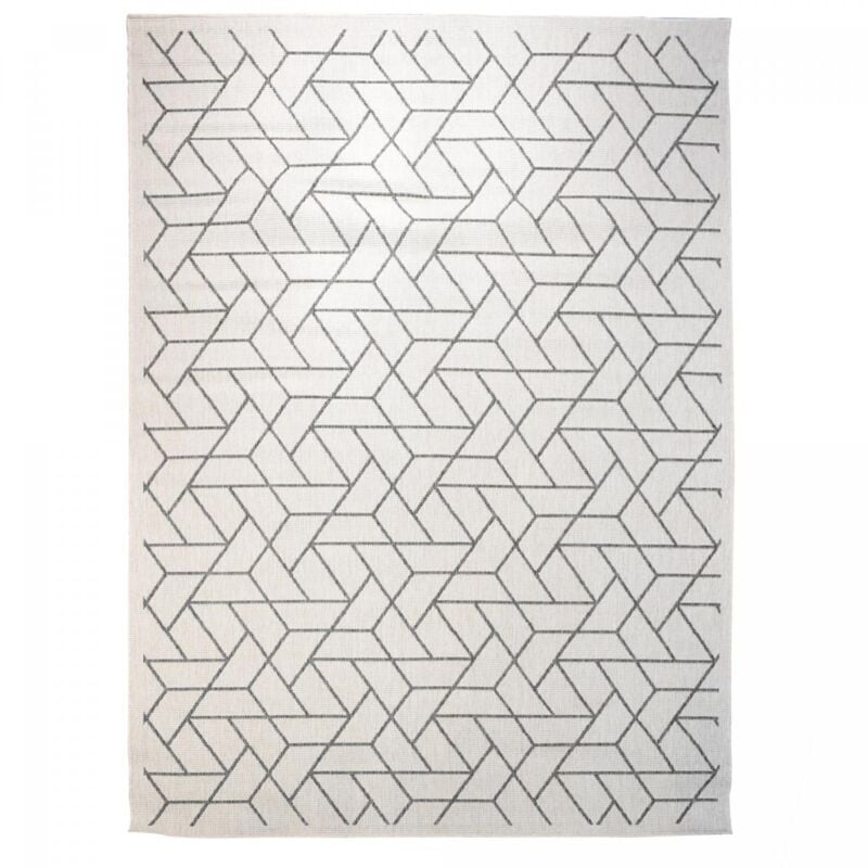Tapis extérieur, kilim reversible EX1 bri 60x110 gris et crème