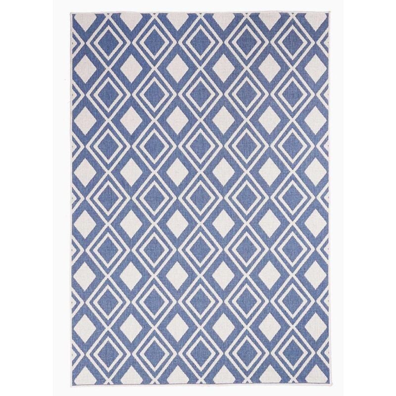 Tapis extérieur, kilim reversible EX1 dam 60x110 bleu